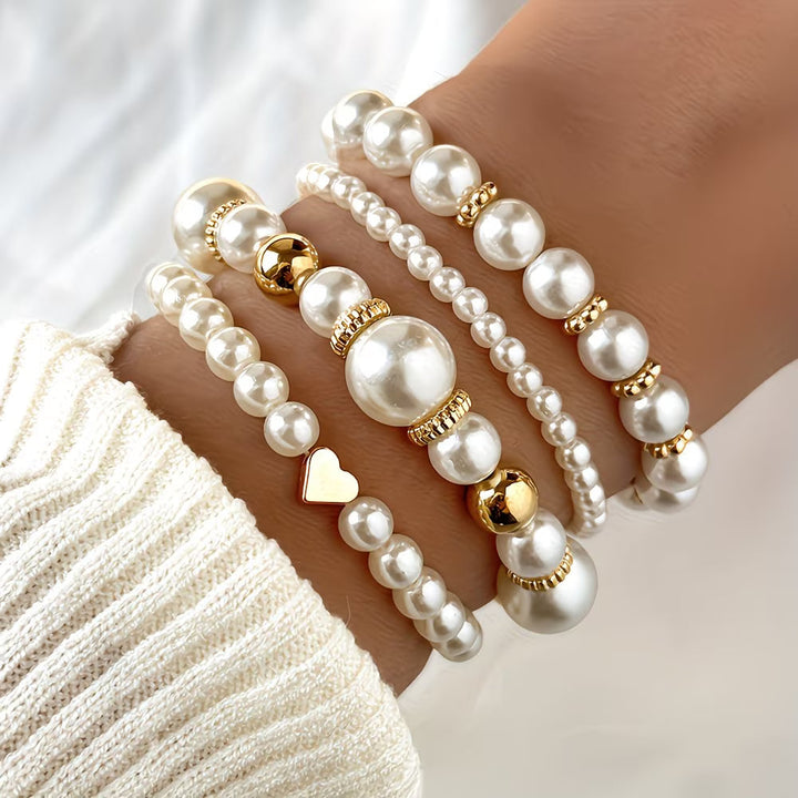 Charlotte | Set de 4 Pulseras de Perlas