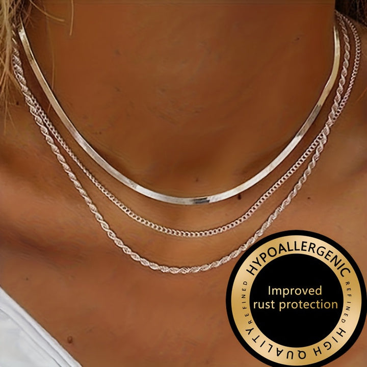 Winsley | Collar Elegante de Tres Capas con Acabado Dorado