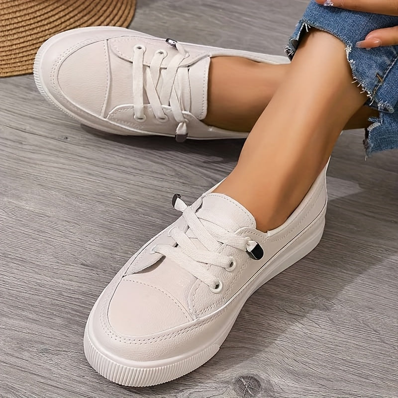 Dovella | Zapatos Ortopédicos Blancos para Mujer con Cordones y Plantilla Suave