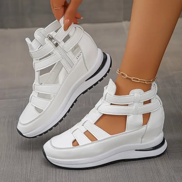 Falira | Cómodas sandalias ligeras con cuña y cremallera lateral
