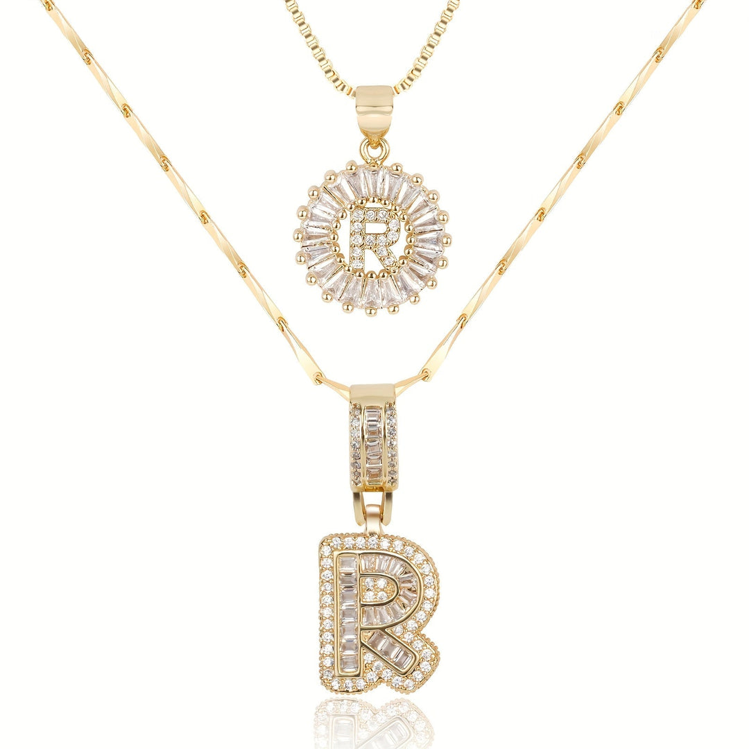 Primrose | Collares Iniciales de Letra con Diamantes (2 piezas)