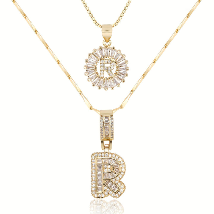 Primrose | Collares Iniciales de Letra con Diamantes (2 piezas)