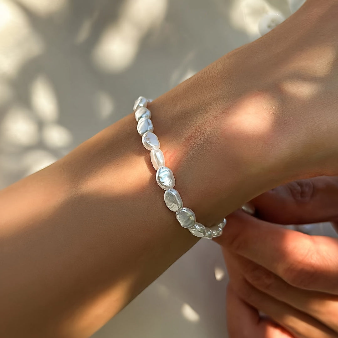 Bailey | 1pc Pulsera de Perlas Imitación Barroca Irregular de Moda con Temperamento Personalizado