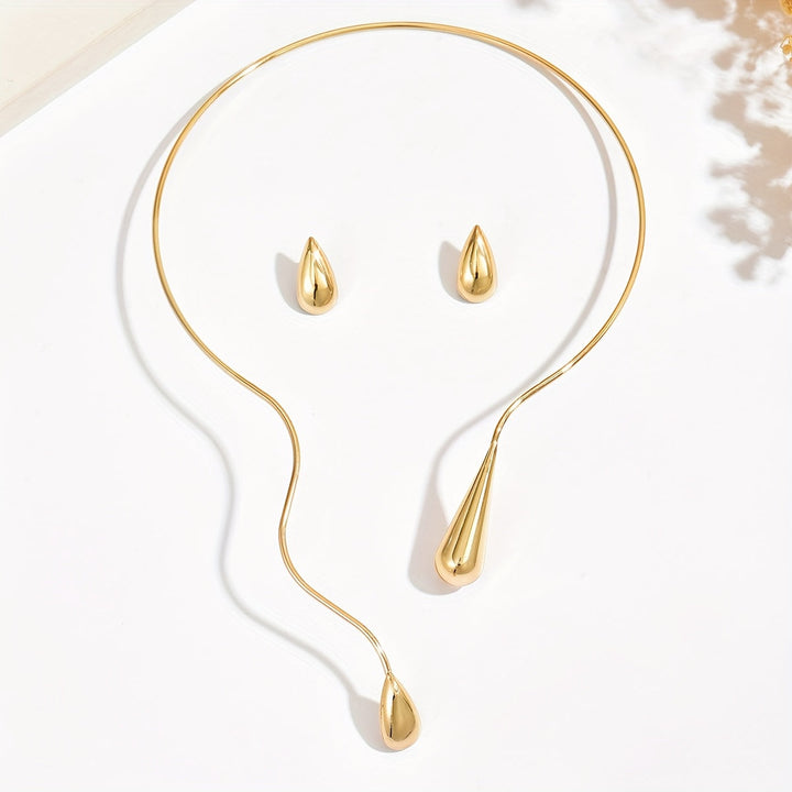 Taliah | Set Elegante de Collar y Aretes con Diseño de Gota Asimétrica