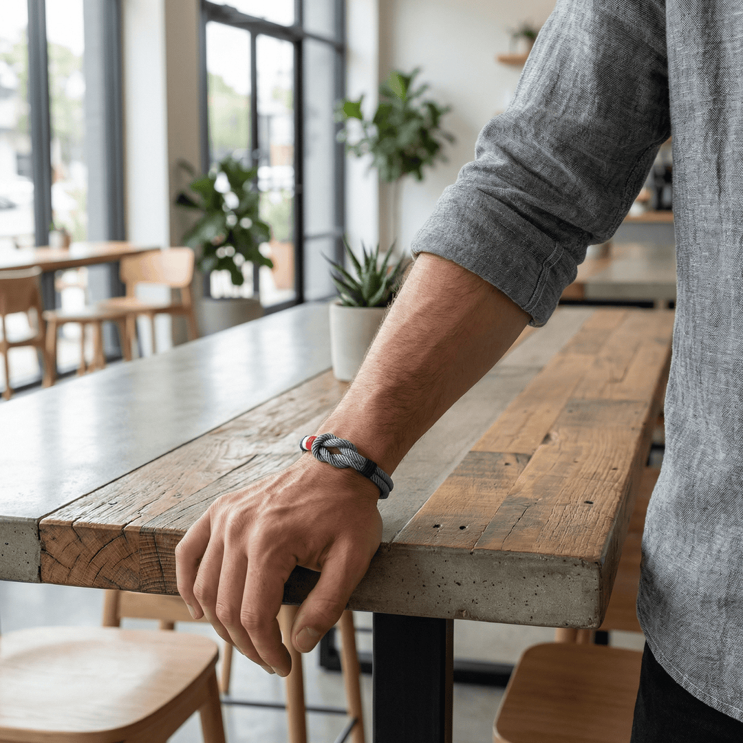 Porter | Pulsera de Cordón con Nudo y Detalle de Bandera Francesa Ajustable