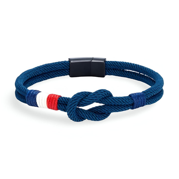 Porter | Pulsera de Cordón con Nudo y Detalle de Bandera Francesa Ajustable