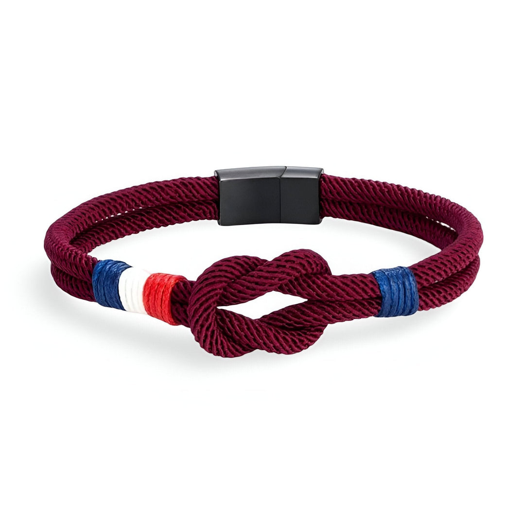 Porter | Pulsera de Cordón con Nudo y Detalle de Bandera Francesa Ajustable