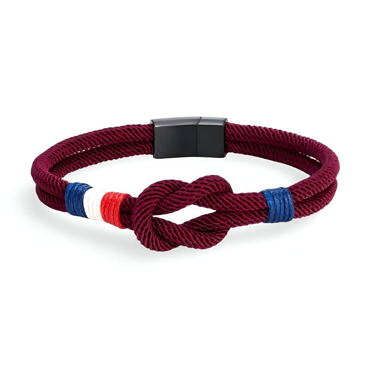 Porter | Pulsera de Cordón con Nudo y Detalle de Bandera Francesa Ajustable