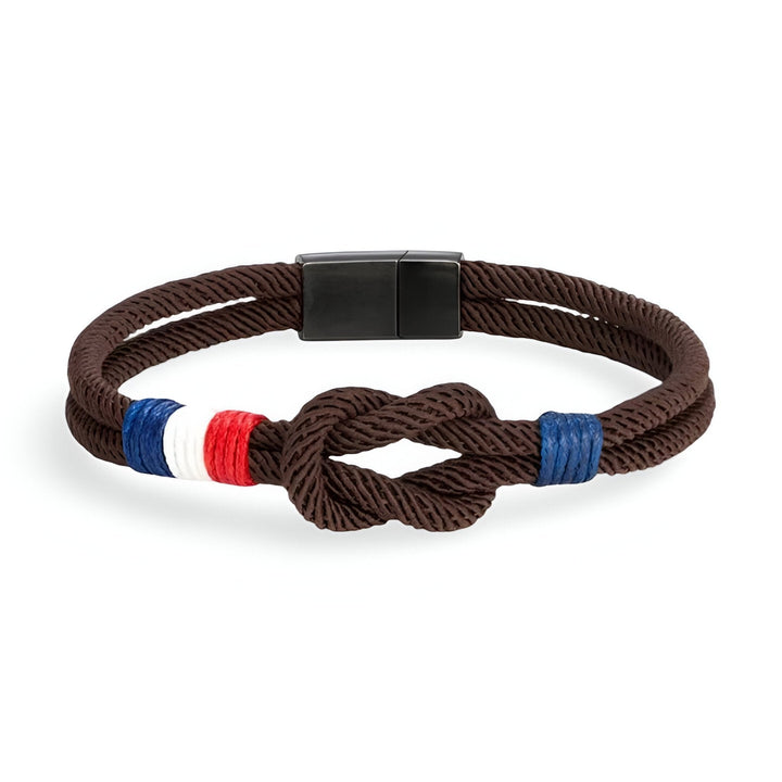 Porter | Pulsera de Cordón con Nudo y Detalle de Bandera Francesa Ajustable