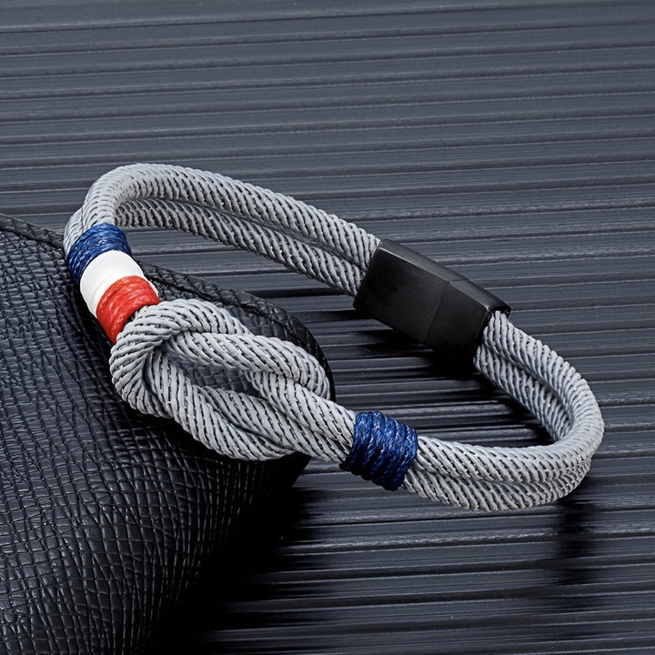 Porter | Pulsera de Cordón con Nudo y Detalle de Bandera Francesa Ajustable