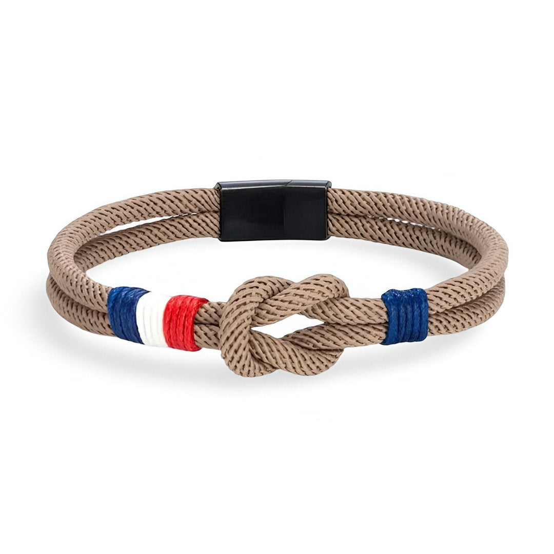 Porter | Pulsera de Cordón con Nudo y Detalle de Bandera Francesa Ajustable