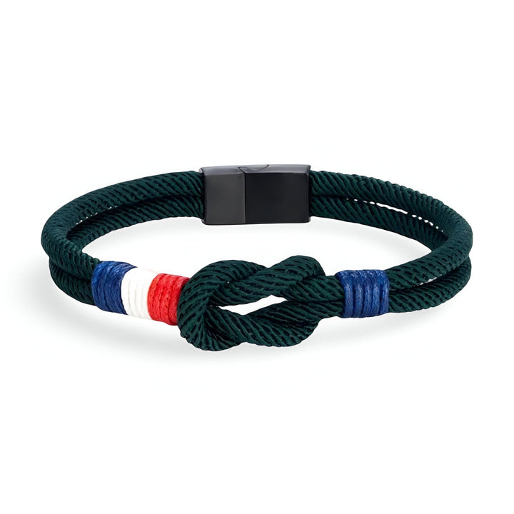 Porter | Pulsera de Cordón con Nudo y Detalle de Bandera Francesa Ajustable