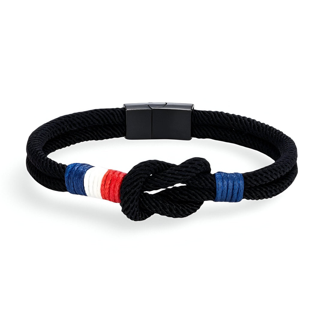 Porter | Pulsera de Cordón con Nudo y Detalle de Bandera Francesa Ajustable