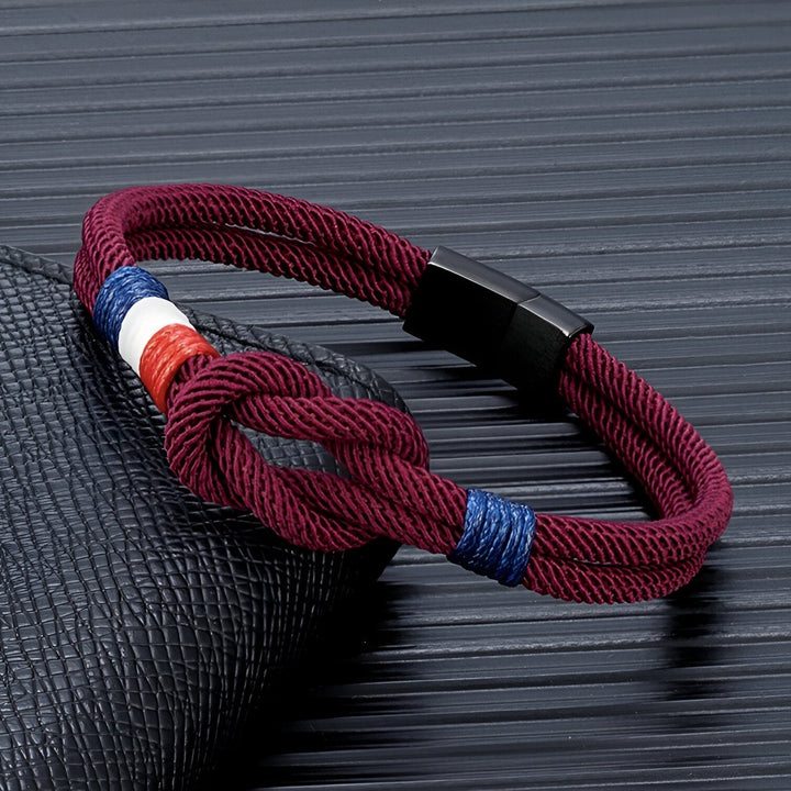 Porter | Pulsera de Cordón con Nudo y Detalle de Bandera Francesa Ajustable