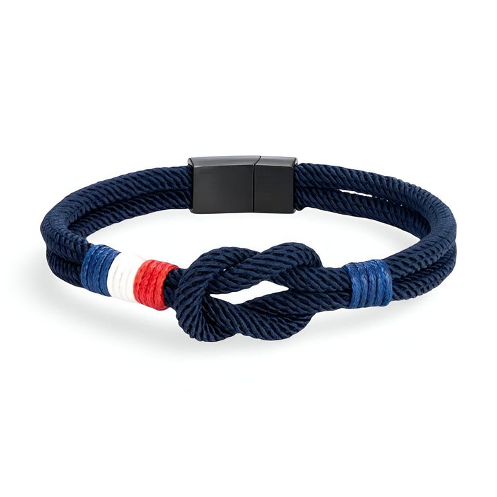 Porter | Pulsera de Cordón con Nudo y Detalle de Bandera Francesa Ajustable