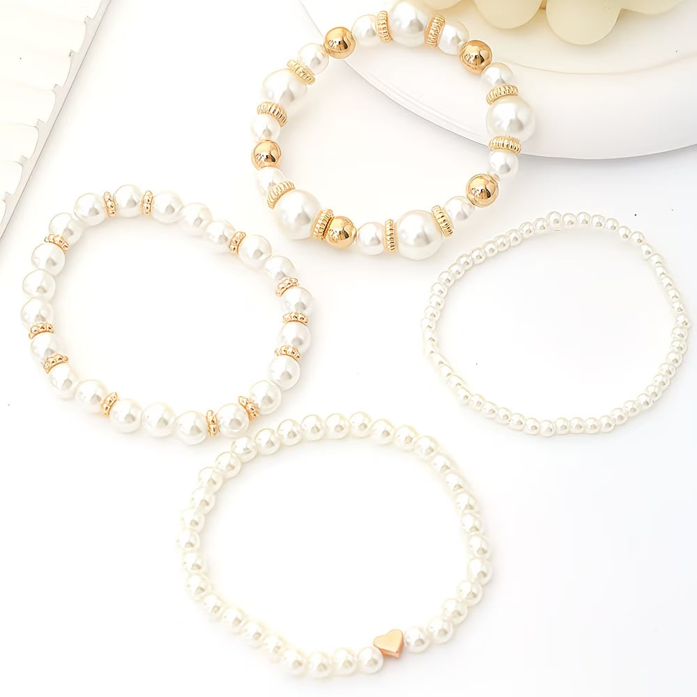 Charlotte | Set de 4 Pulseras de Perlas