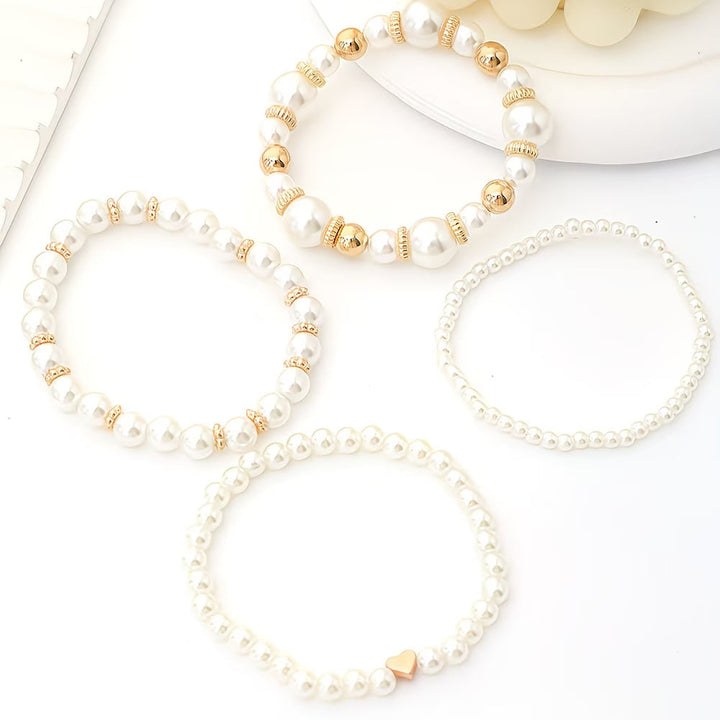 Charlotte | Set de 4 Pulseras de Perlas