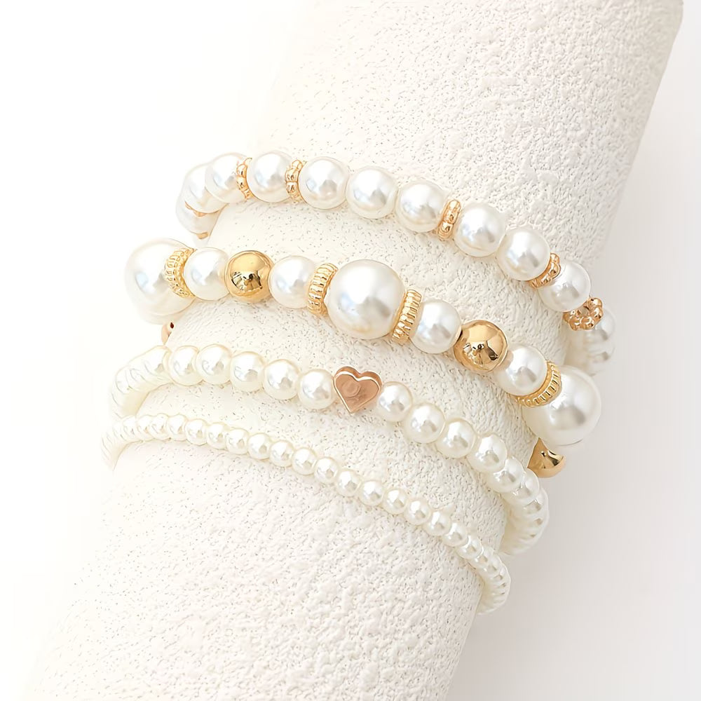 Charlotte | Set de 4 Pulseras de Perlas