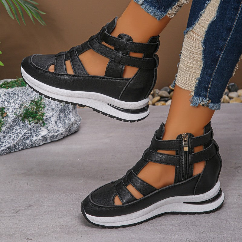 Falira | Cómodas sandalias ligeras con cuña y cremallera lateral
