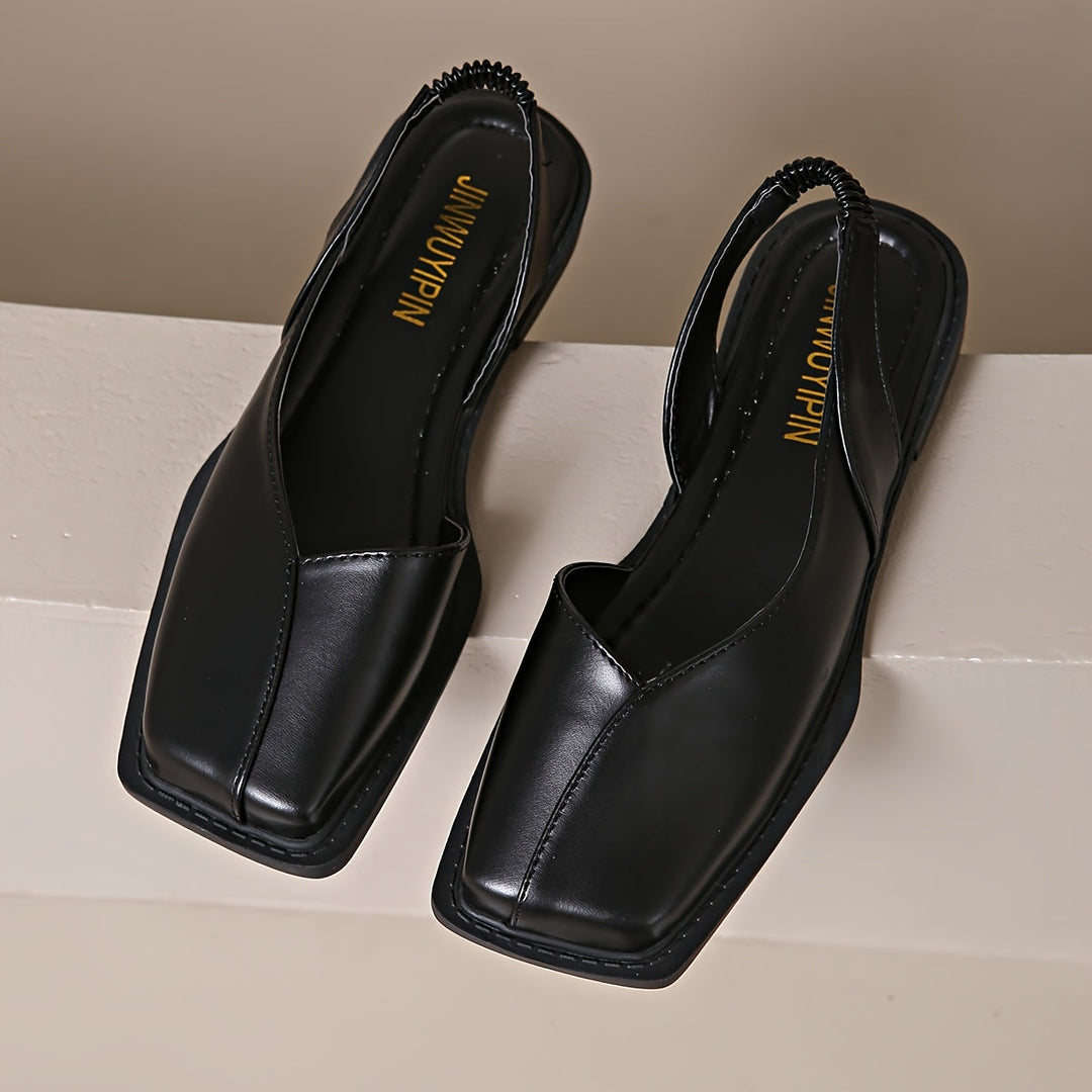 Darya | Sandalias Elegantes de Tacón Grueso con Punta Cuadrada