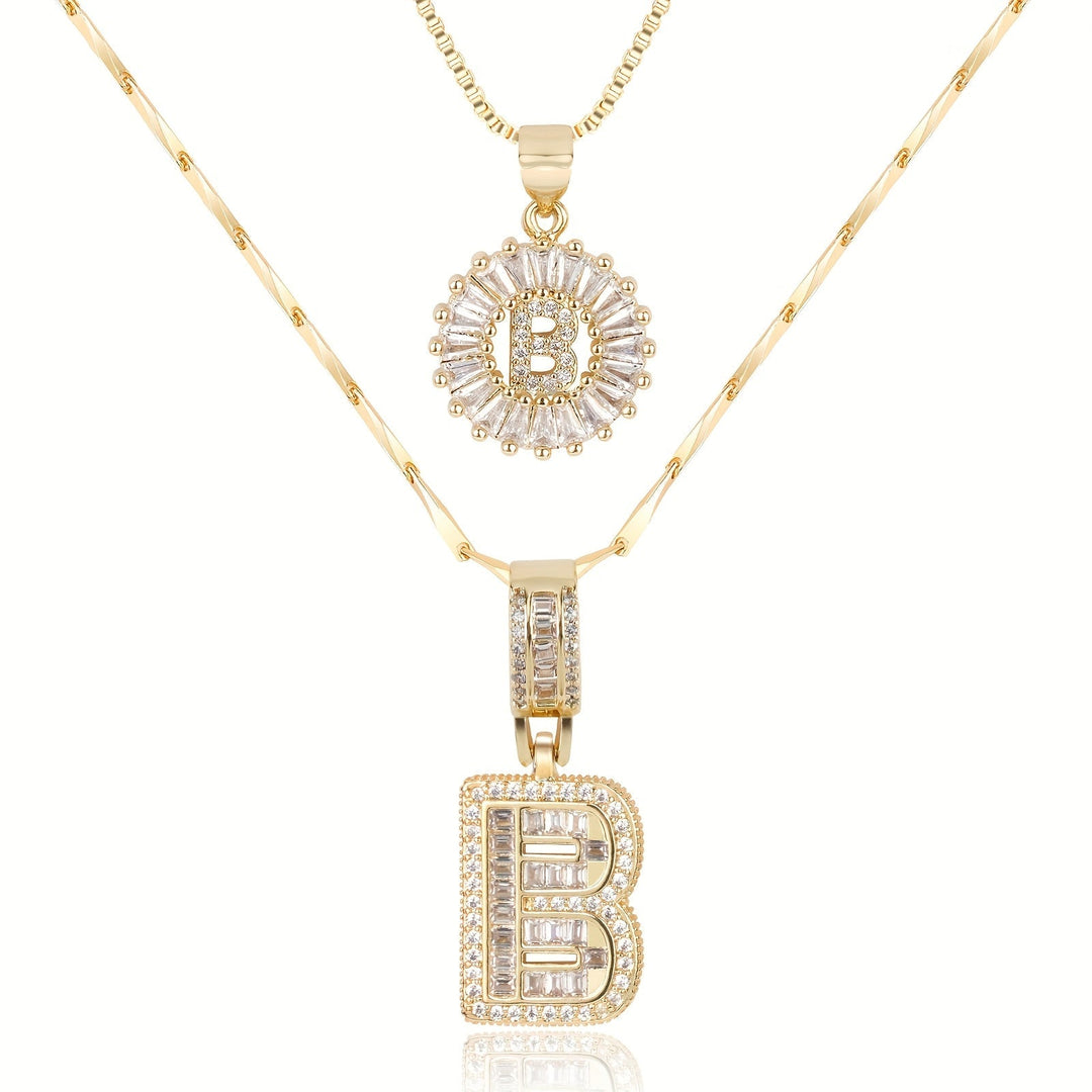 Primrose | Collares Iniciales de Letra con Diamantes (2 piezas)