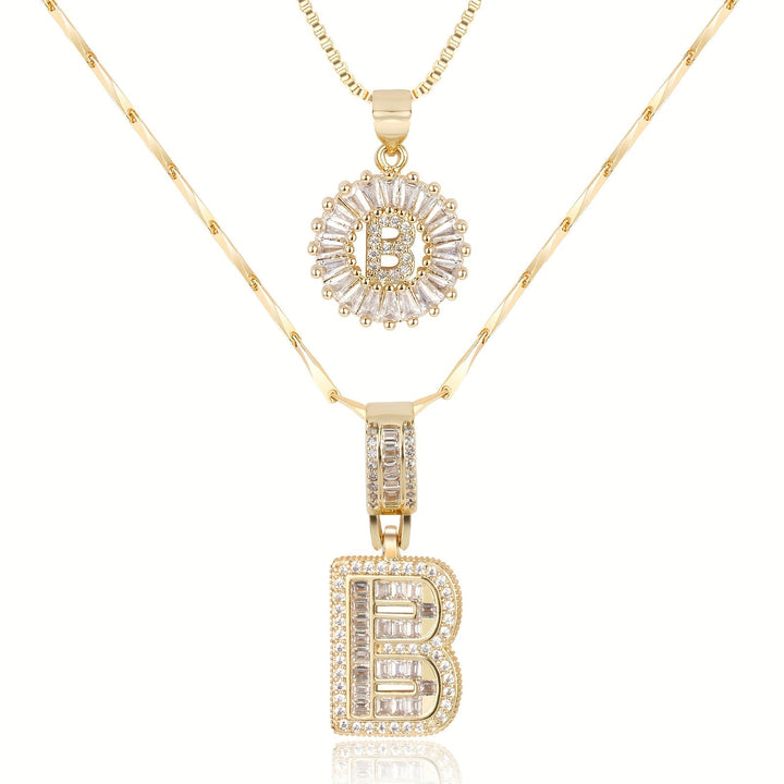 Primrose | Collares Iniciales de Letra con Diamantes (2 piezas)