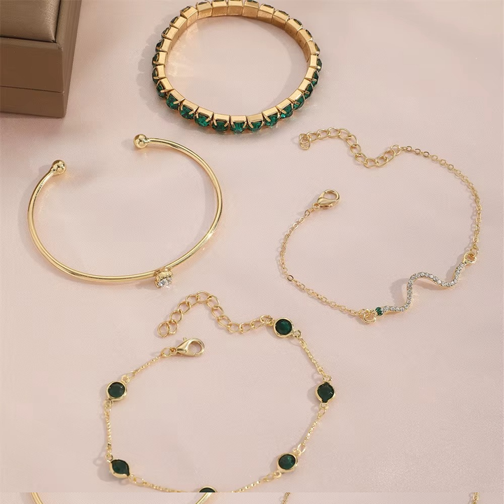 Orelissea | Juego Pulseras Cristal Esmeralda Clásico