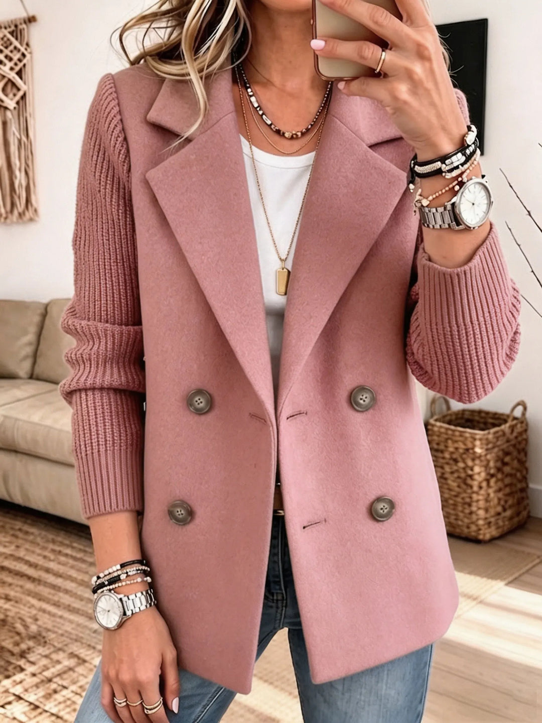 Nicole | Blazer Elegante con Mangas de Punto y Diseño Clásico