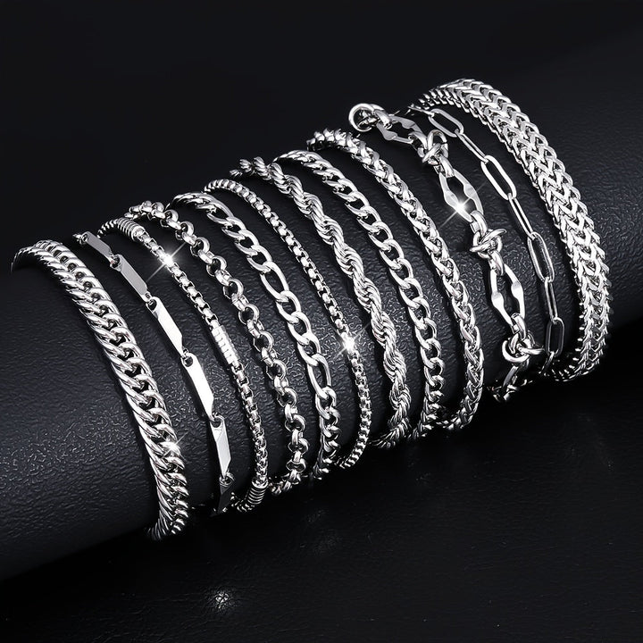 Stetson | Set de 10 Pulseras de Acero Inoxidable con Estilo Minimalista y Versátil