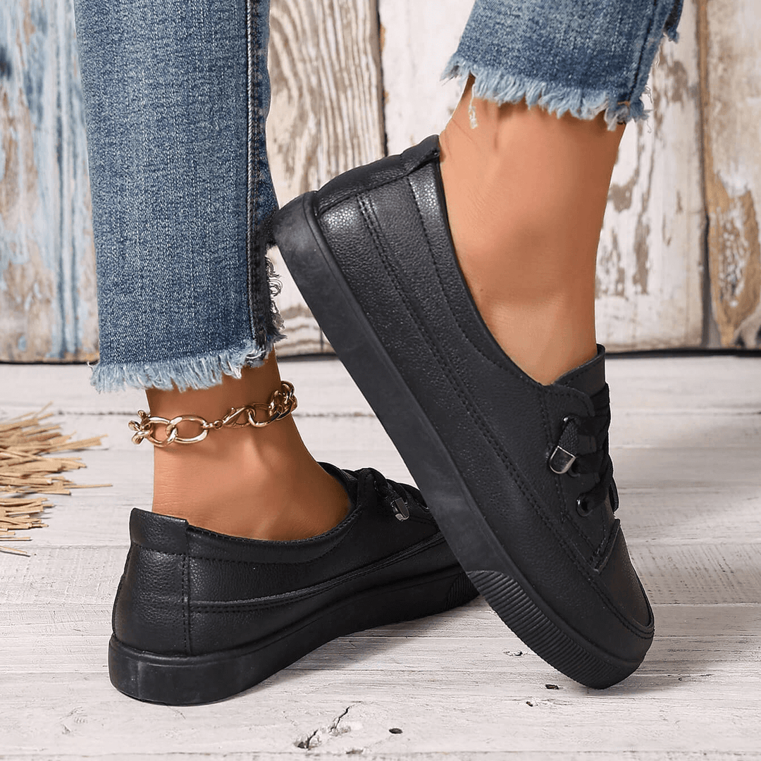 Dovella | Zapatos Ortopédicos Blancos para Mujer con Cordones y Plantilla Suave