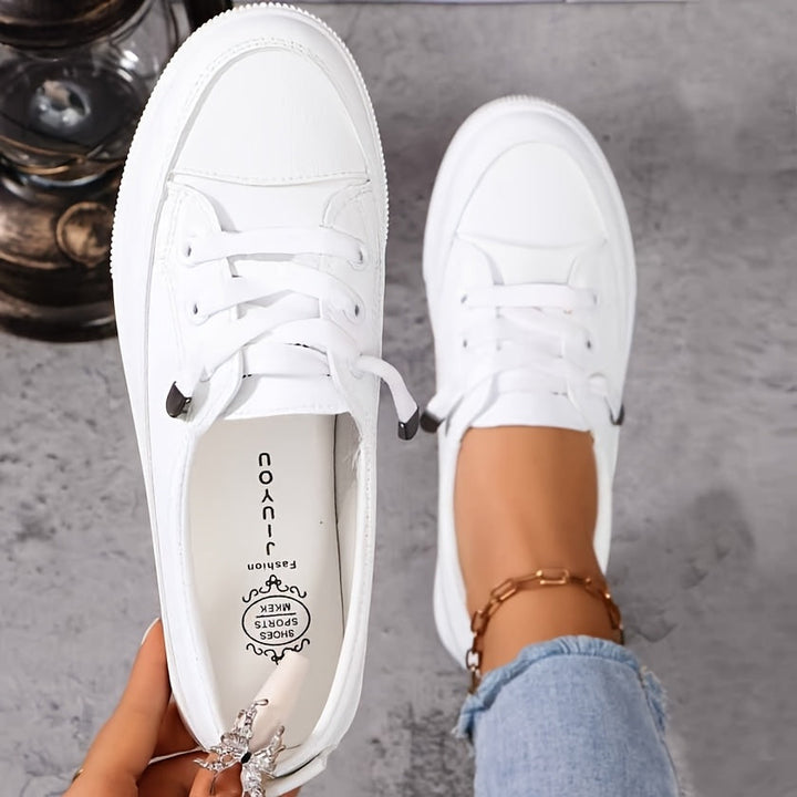 Dovella | Zapatos Ortopédicos Blancos para Mujer con Cordones y Plantilla Suave