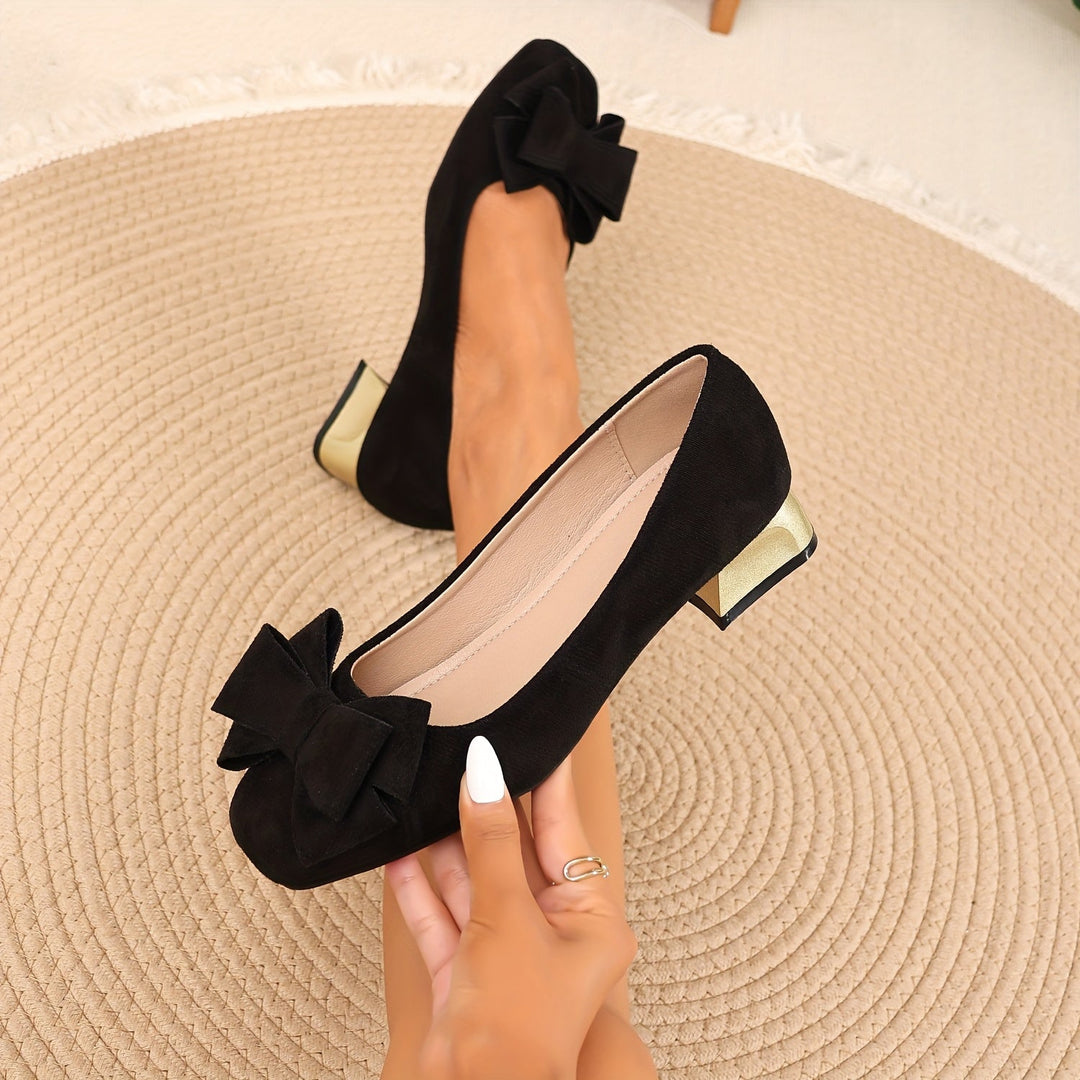 Daviella | Zapato de mujer con moño de moda en elegante tacón grueso