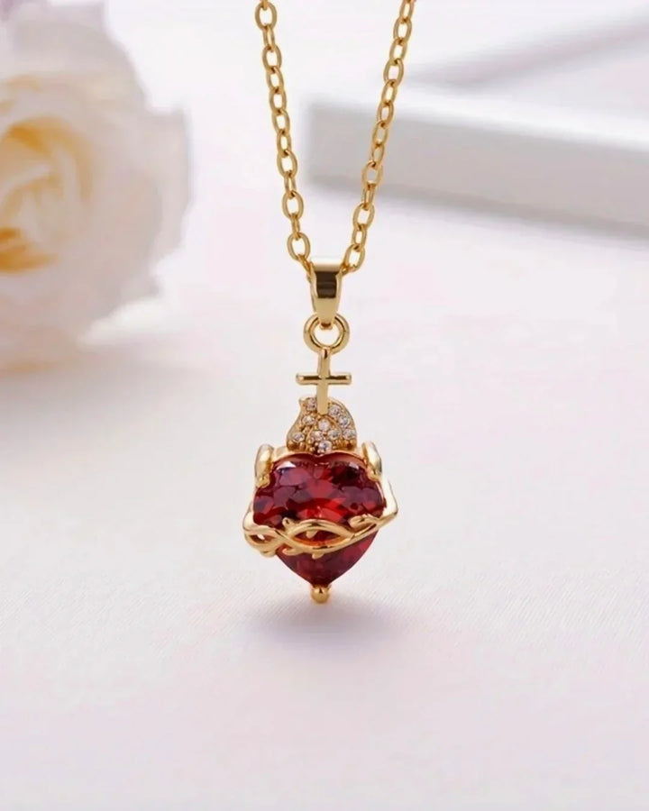 Aurelienna | Collar del Sagrado Corazón de Jesús con Baño de Oro