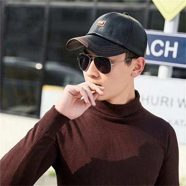 Olivaro | Gorra de Cuero Cálida para Hombre Ideal para Otoño e Invierno