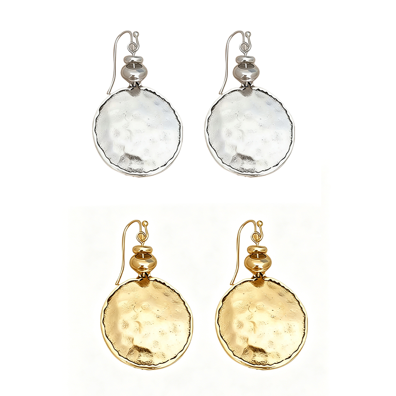 Hope | Aretes Colgantes de Metal Martillado con Estilo Vintage