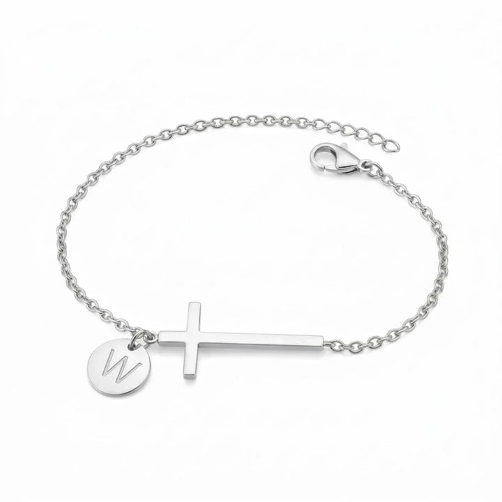 Elodryn | Pulsera Inicial Sagrada – Cruz Personalizada