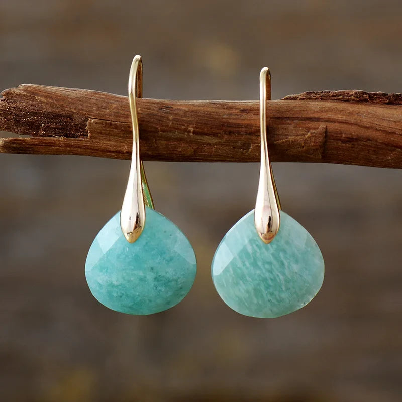 Gorella | Pendientes de Gota de Amazonita y Oro